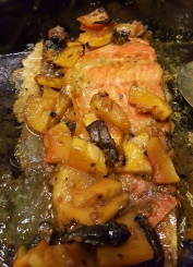 Salmon with Roasted Butternut Squash and Mushrooms - One Dish